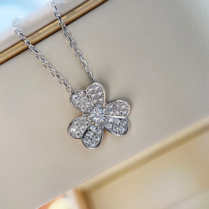 [✨ROSE💎]CLOVER DIAMOND NECKLACE SILVER