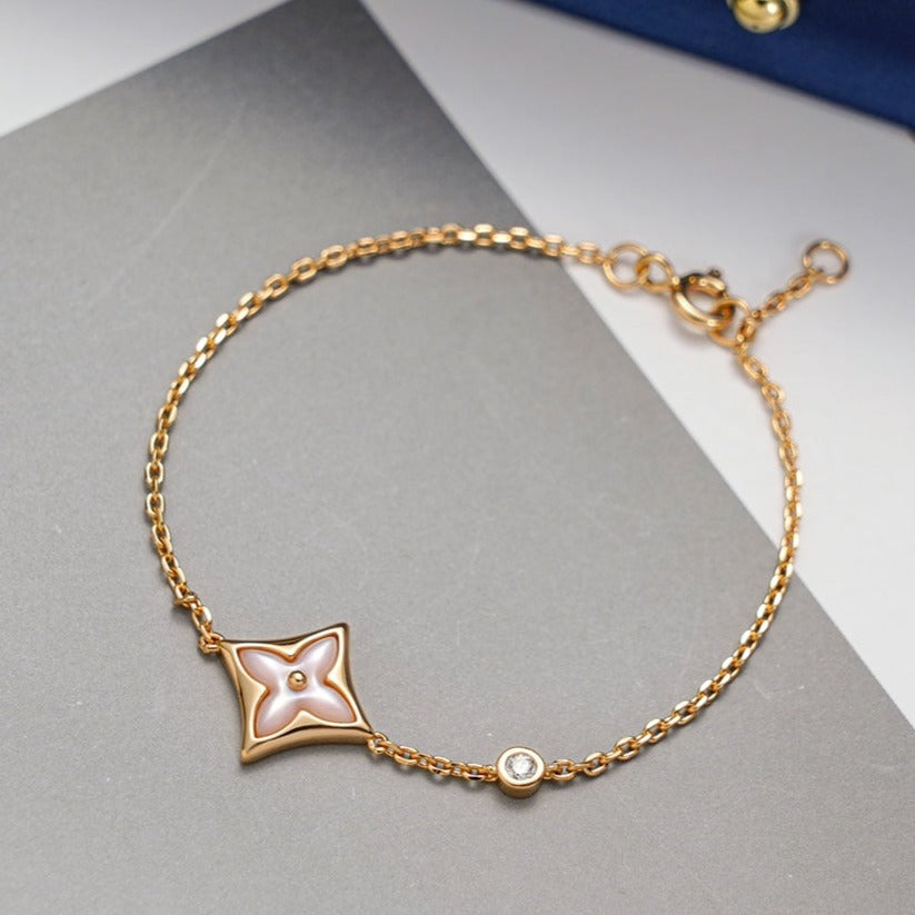 [✨ROSE💎]STAR 1 DIAMOND PINK GOLD BRACELET