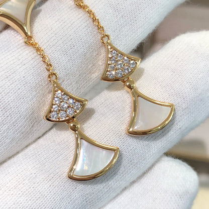 [✨ROSE💎]DREAM EARRINGS 3 MOTIFS DIAMOND MOP PINK GOLD