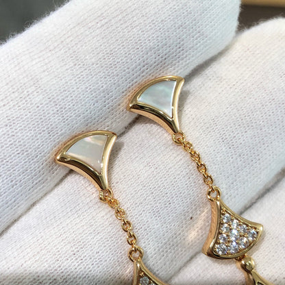 [✨ROSE💎]DREAM EARRINGS 3 MOTIFS DIAMOND MOP PINK GOLD