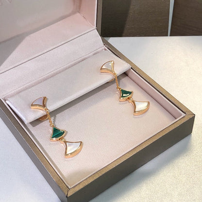 [✨ROSE💎]DREAM EARRINGS 3 MOTIFS MALACHITE MOP PINK GOLD
