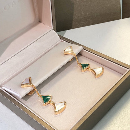 [✨ROSE💎]DREAM EARRINGS 3 MOTIFS MALACHITE MOP PINK GOLD