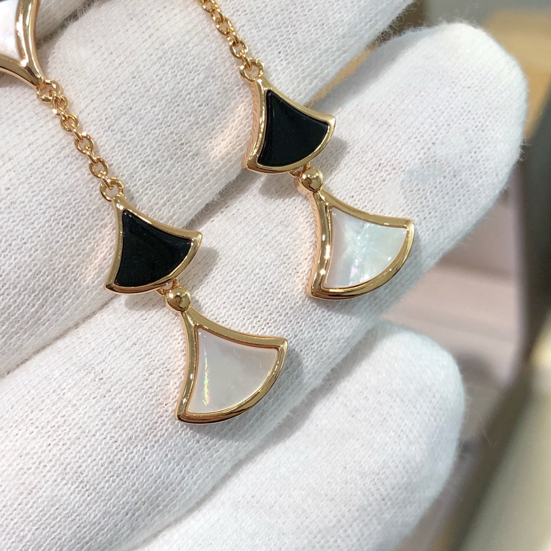 [✨ROSE💎]DREAM EARRINGS 3 MOTIFS ONYX MOP PINK GOLD