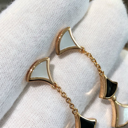 [✨ROSE💎]DREAM EARRINGS 3 MOTIFS ONYX MOP PINK GOLD