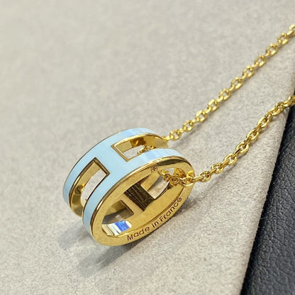 [✨ROSE💎]POP H LIGHT BLUE NECKLACE