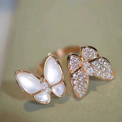 [✨ROSE💎]TWIN BUTTERFLY DIAMOND MOP RING