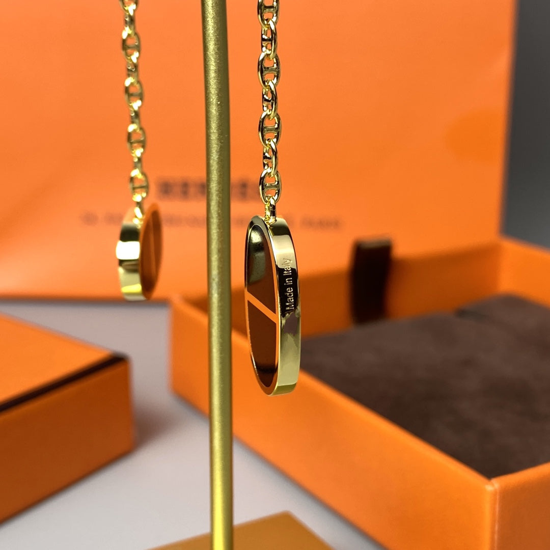 [✨ROSE💎]CHAINE VERSO BLACK CERAMIC EARRINGS