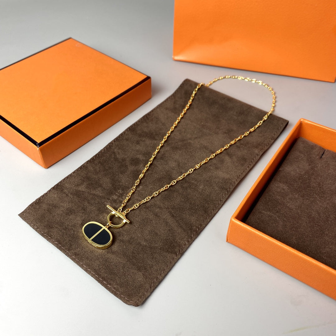 [✨ROSE💎]CHAINE VERSO BLACK CERAMIC NECKLACE