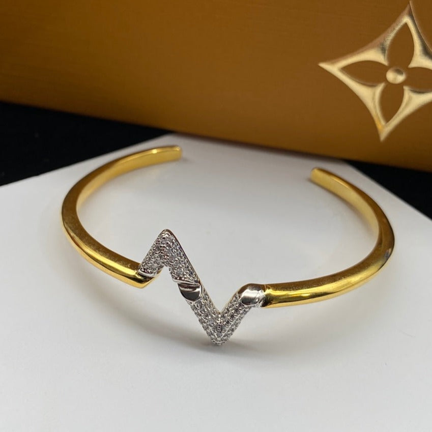 [✨ROSE💎]VOLTE UPSITE DOWN DIAMOND GOLD OPEN BRACELET