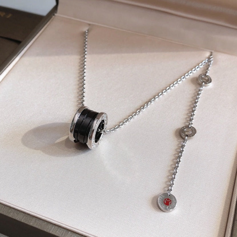 [✨ROSE💎]ZERO 1 BLACK CERAMIC SILVER NECKLACE
