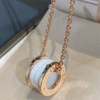 [✨ROSE💎]ZERO 1 WHITE CERAMIC PINK GOLD NECKLACE