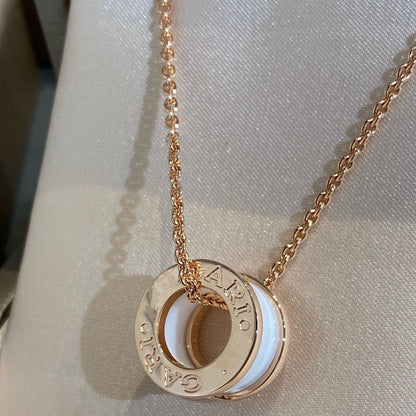 [✨ROSE💎]ZERO 1 WHITE CERAMIC PINK GOLD NECKLACE