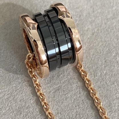 [✨ROSE💎]ZERO 1 BLACK CERAMIC PINK GOLD NECKLACE