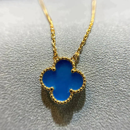 [✨ROSE💎]CLOVER 15MM BLUE AGATE NECKLACE