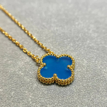 [✨ROSE💎]CLOVER 15MM BLUE AGATE NECKLACE
