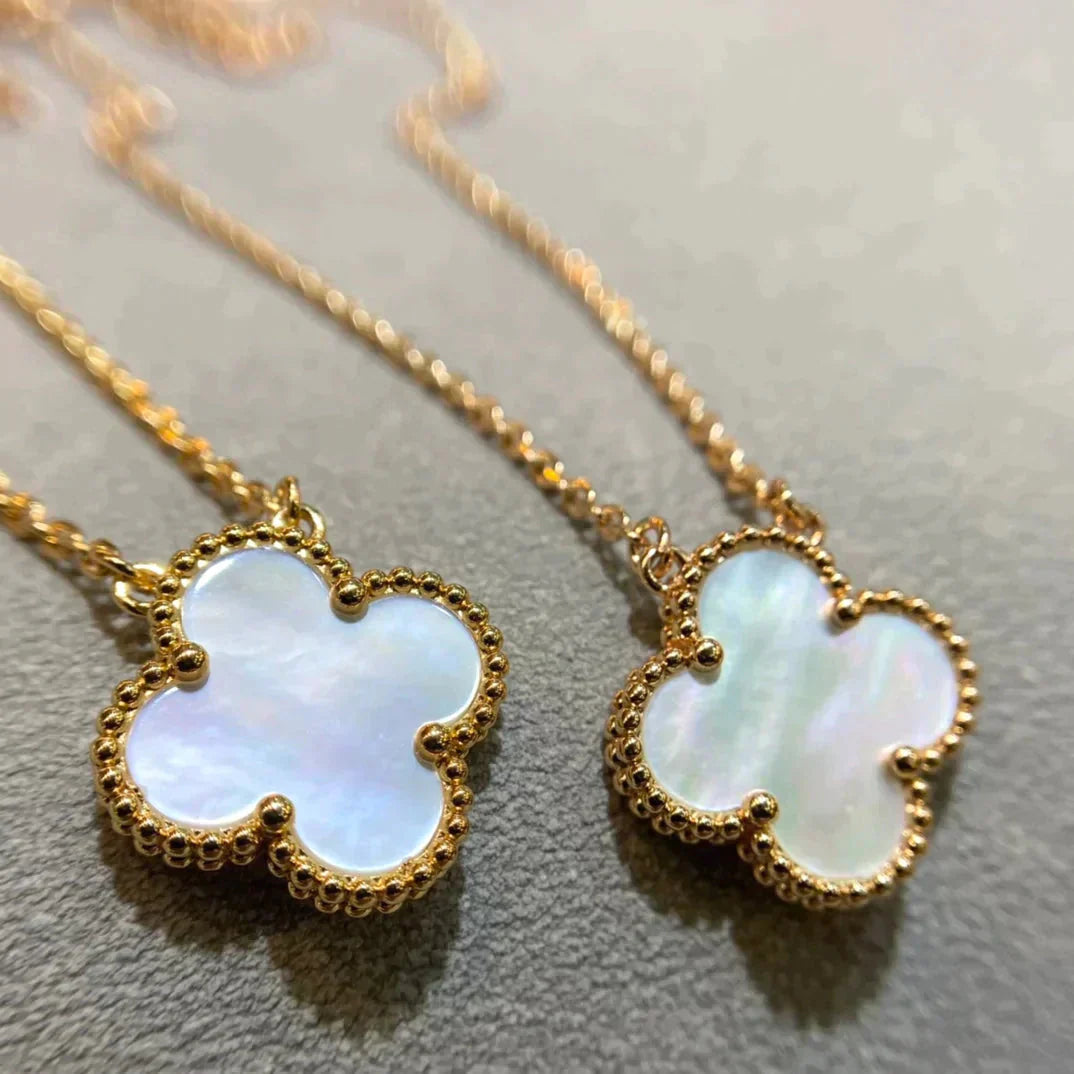 [✨ROSE💎]CLOVER 15MM WHITE MOTHER-OF-PEARL GOLD NECKLACE