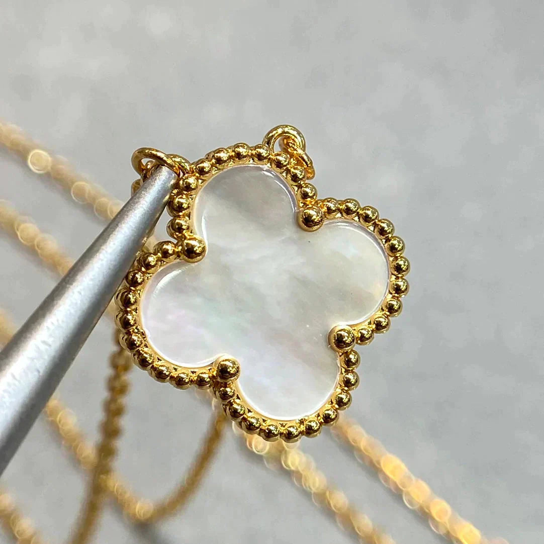 [✨ROSE💎]CLOVER 15MM WHITE MOTHER-OF-PEARL GOLD NECKLACE