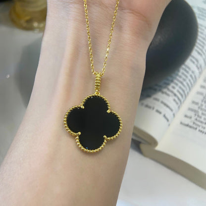 [✨ROSE💎]CLOVER 25MM NECKLACE GOLD ONYX