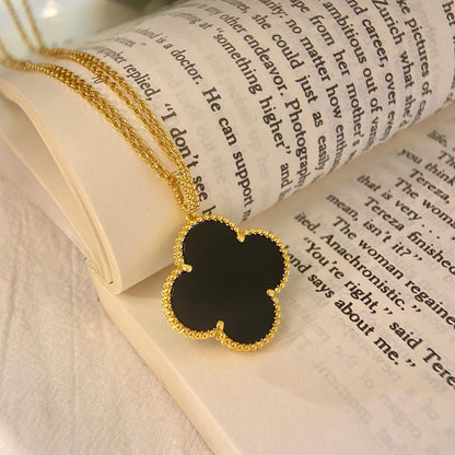 [✨ROSE💎]CLOVER 25MM NECKLACE GOLD ONYX