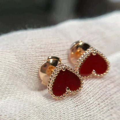 [✨ROSE💎]HEART CARNELIAN STUD EARRINGS