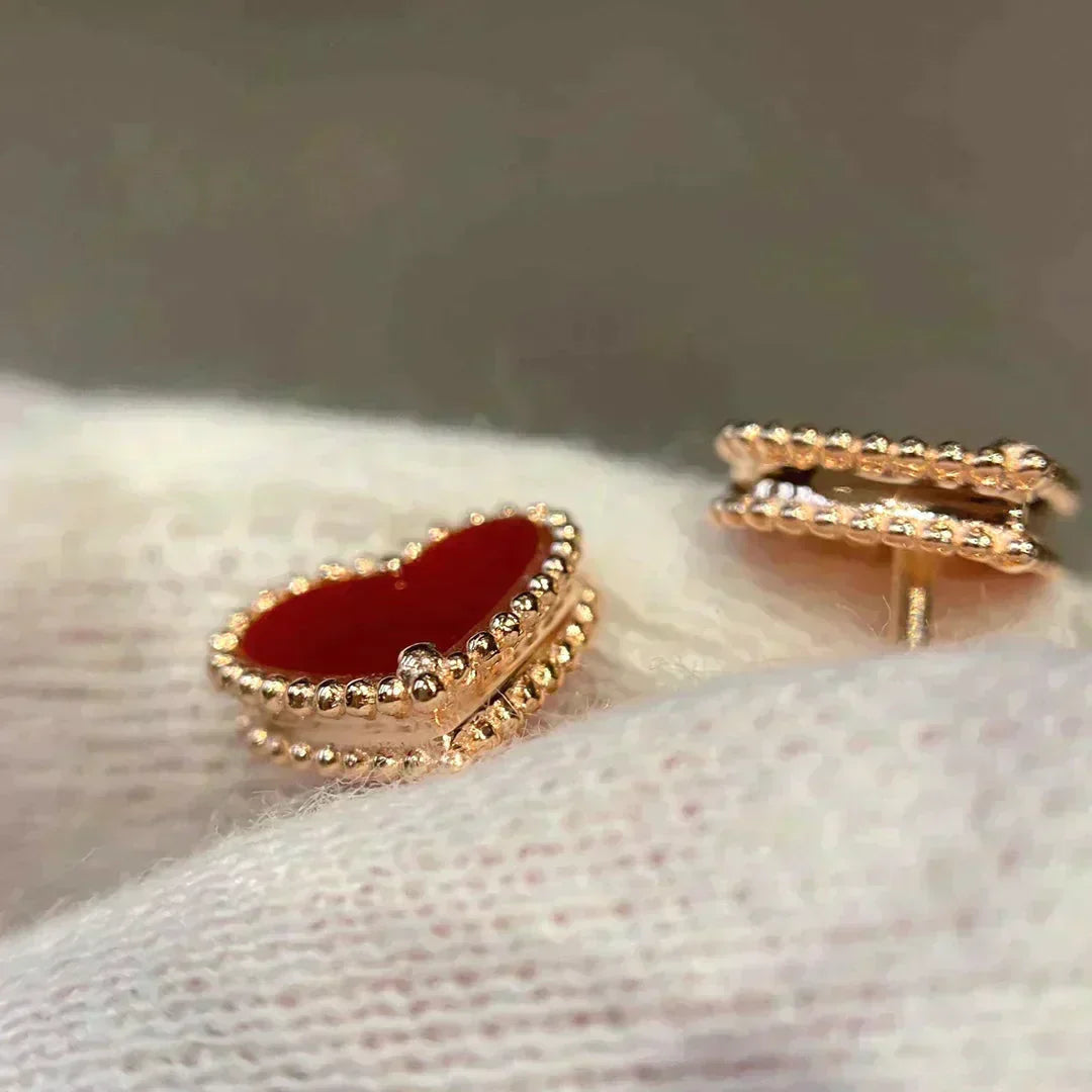 [✨ROSE💎]HEART CARNELIAN STUD EARRINGS