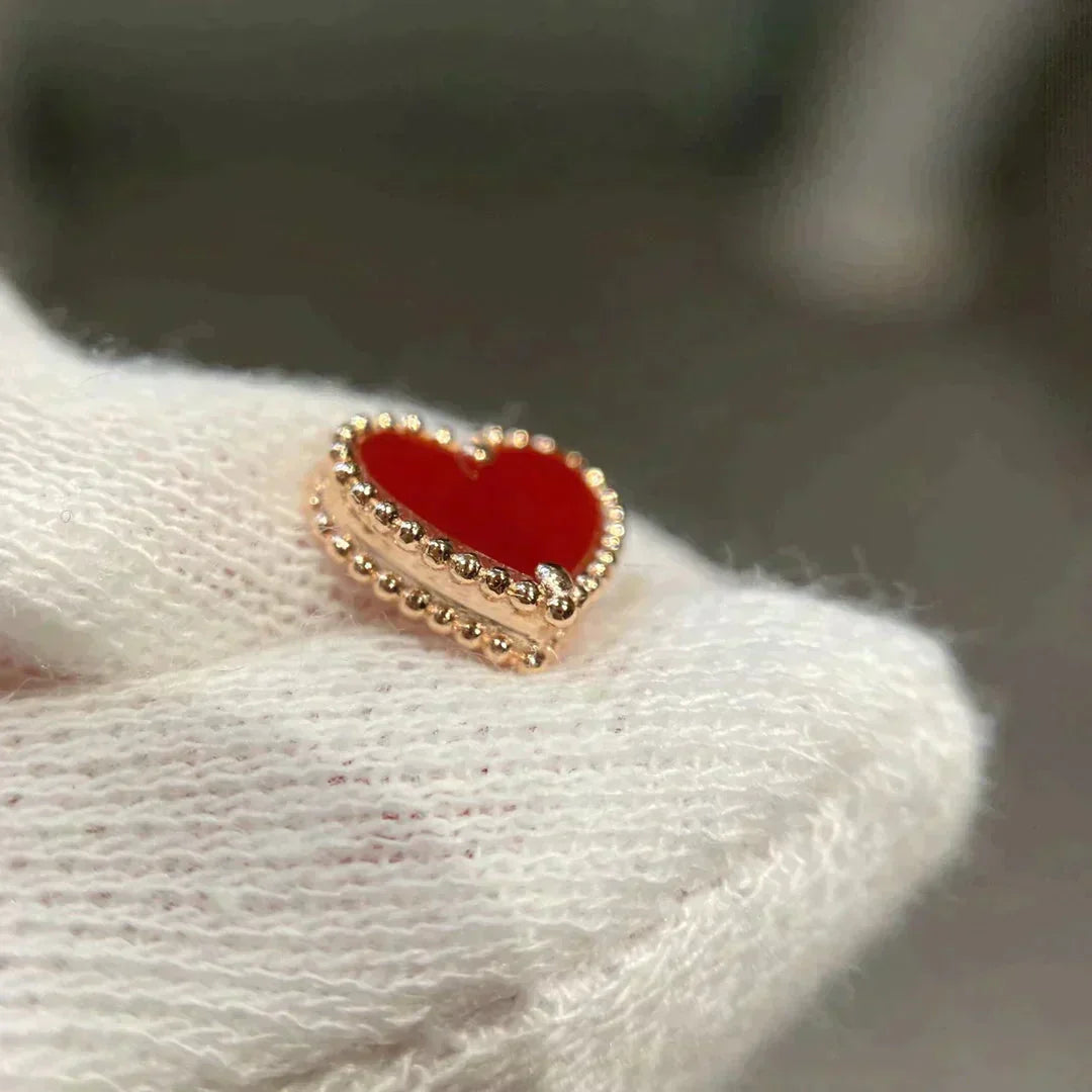 [✨ROSE💎]HEART CARNELIAN STUD EARRINGS