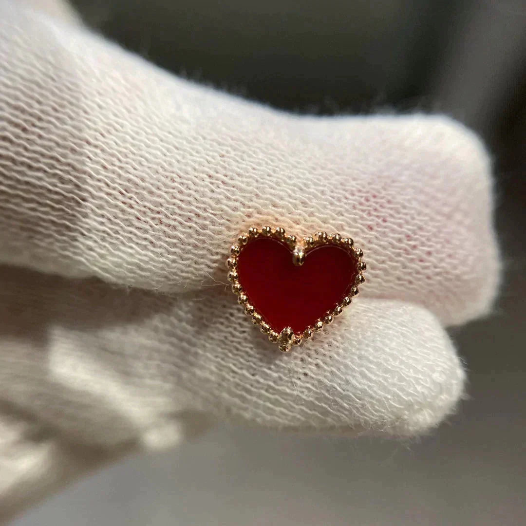 [✨ROSE💎]HEART CARNELIAN STUD EARRINGS