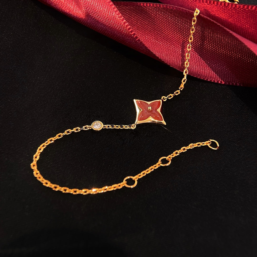 [✨ROSE💎]COLOR STAR CARNELIAN PINK GOLD DIAMOND BRACELET