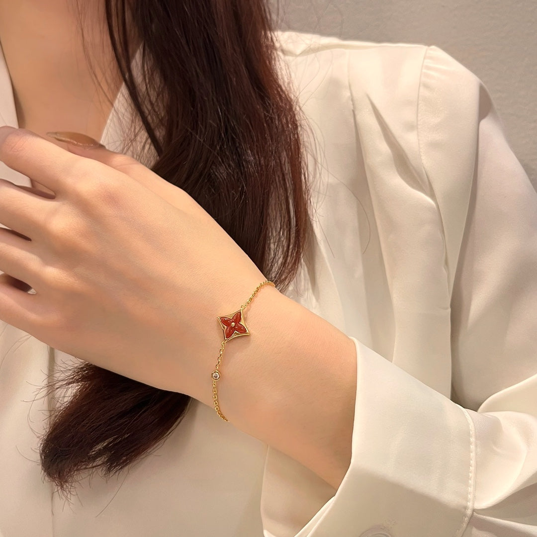 [✨ROSE💎]COLOR STAR CARNELIAN PINK GOLD DIAMOND BRACELET