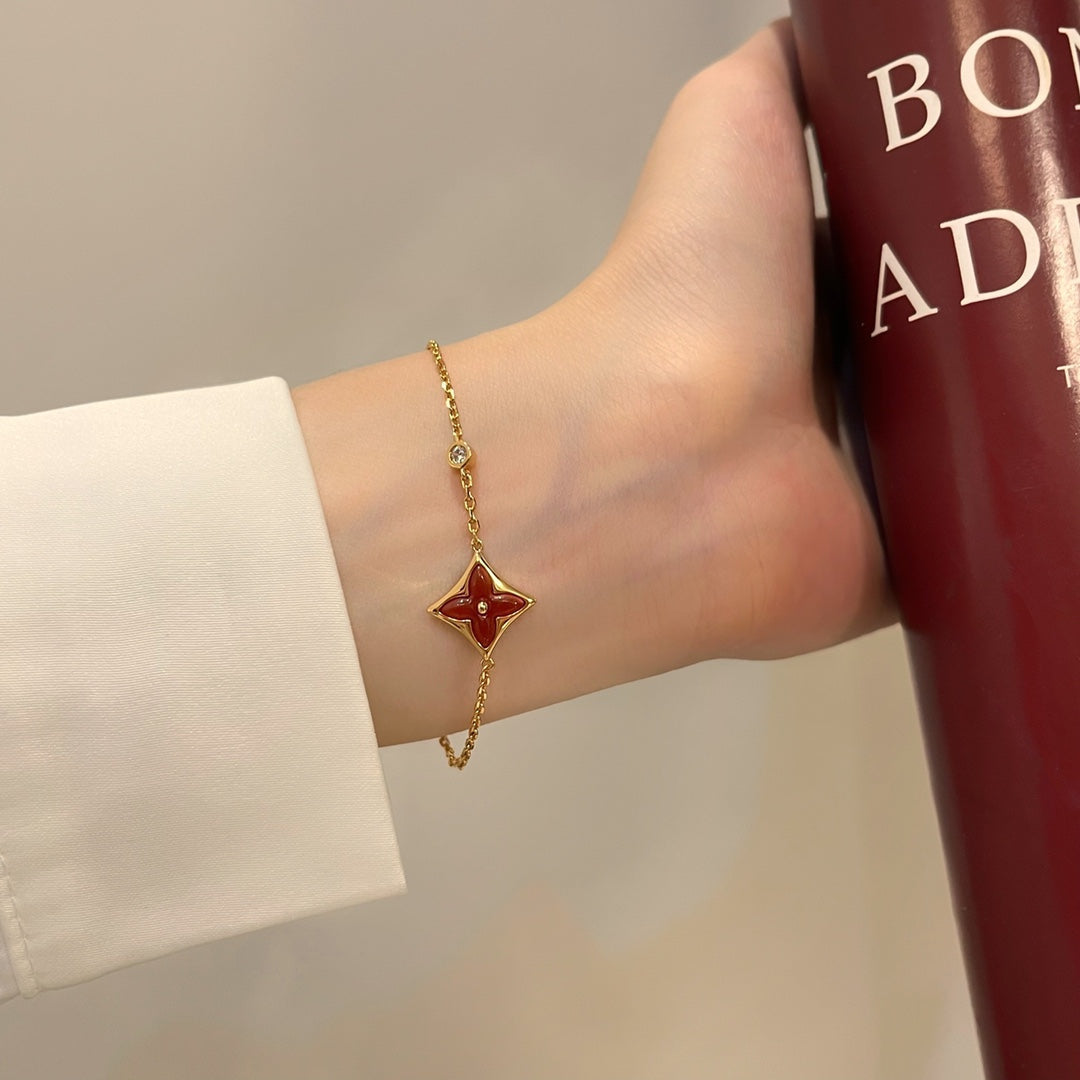 [✨ROSE💎]COLOR STAR CARNELIAN PINK GOLD DIAMOND BRACELET