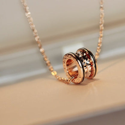 [✨ROSE💎]ZERO 1 ROCK PEDANT PINK GOLD BLACK NECKLACE