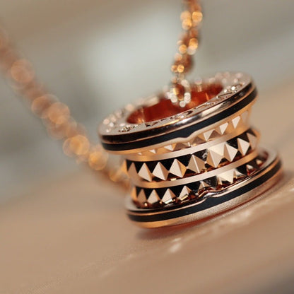 [✨ROSE💎]ZERO 1 ROCK PEDANT PINK GOLD BLACK NECKLACE