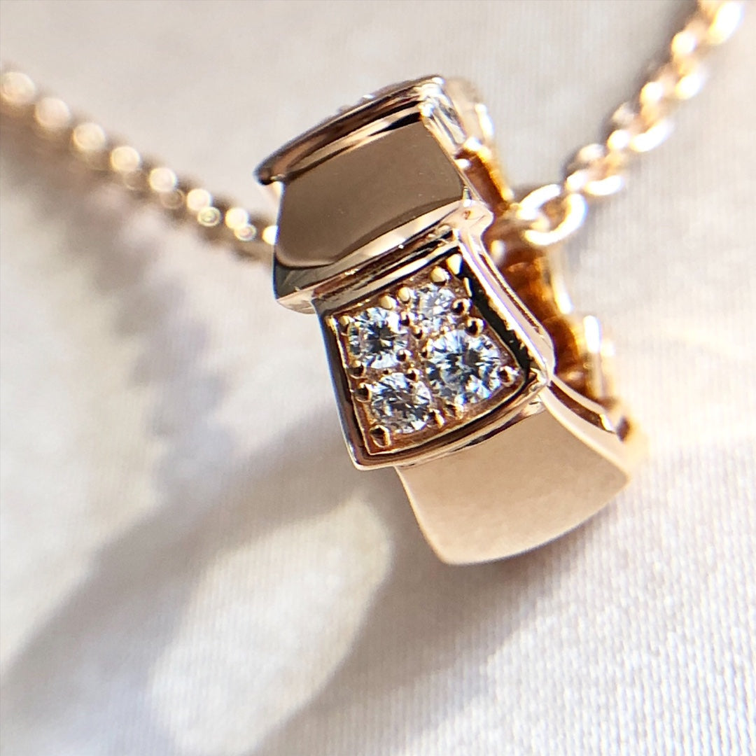 [✨ROSE💎]SERPENTI PEDANT DIAMOND PINK GOLD NECKLACE