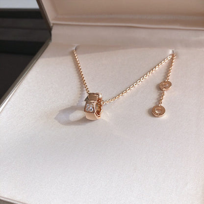 [✨ROSE💎]SERPENTI PEDANT DIAMOND PINK GOLD NECKLACE