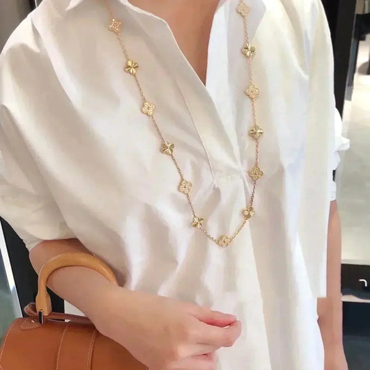 [✨ROSE💎]CLOVER 20 MOTIFS LASER DIAMOND NECKLACE