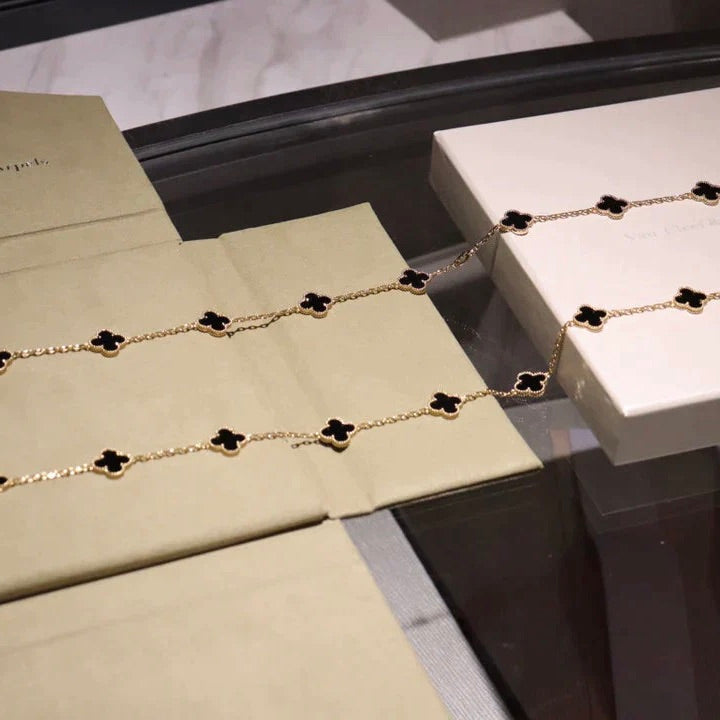 [✨ROSE💎]CLOVER 20 MOTIFS ONYX NECKLACE
