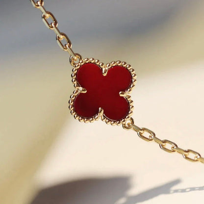 [✨ROSE💎]CLOVER 20 MOTIFS CARNELIAN NECKLACE