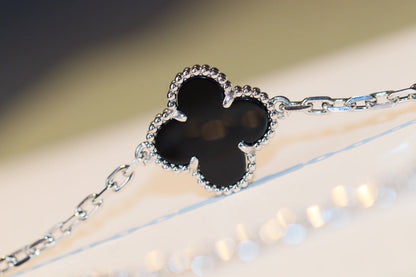 [✨ROSE💎]CLOVER 20 MOTIFS ONYX DIAMOND SILVER