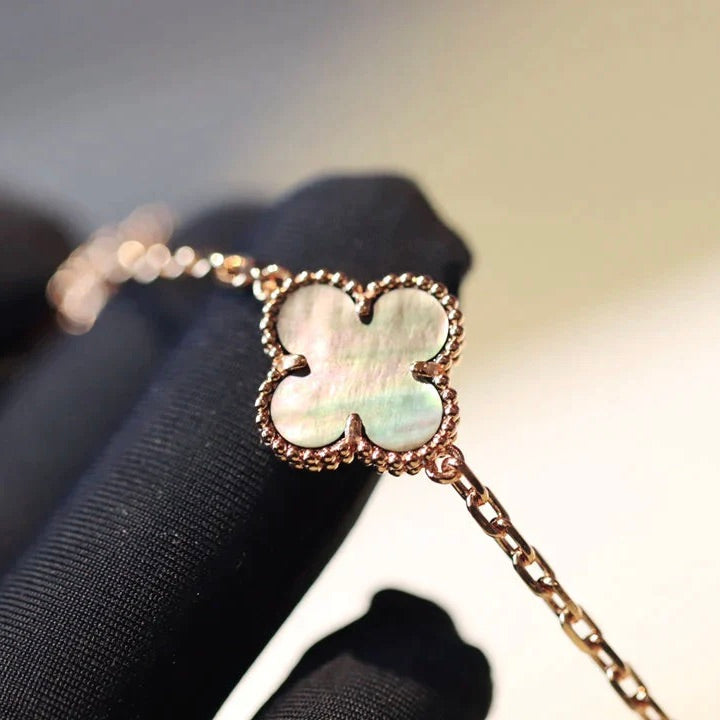 [✨ROSE💎]CLOVER 20 MOTIFS DARK MOP DIAMOND  NECKLACE