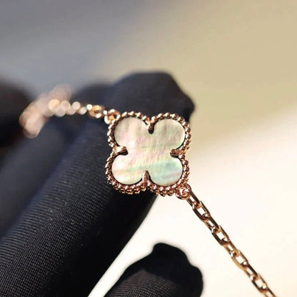 [✨ROSE💎]CLOVER 20 MOTIFS DARK MOP DIAMOND  NECKLACE