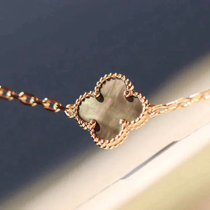 [✨ROSE💎]CLOVER 20 MOTIFS DARK MOP DIAMOND  NECKLACE