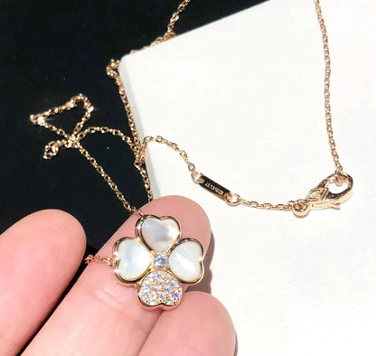 [✨ROSE💎]CLOVER MOP DIAMOND ROSE GOLD NECKLACE