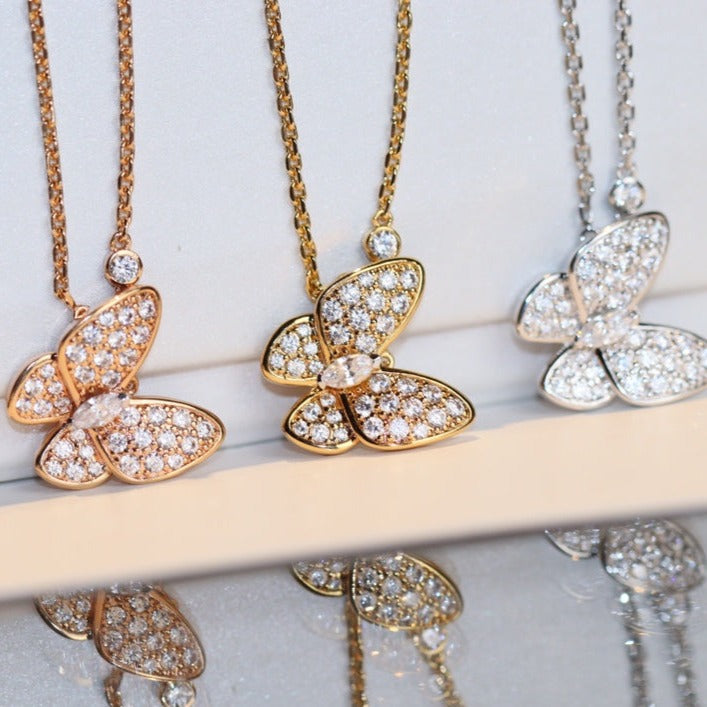 [✨ROSE💎]BUTTERFLY DIAMOND NECKLACE