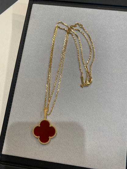 [✨ROSE💎]CLOVER 25MM NECKLACE GOLD CARNELIAN