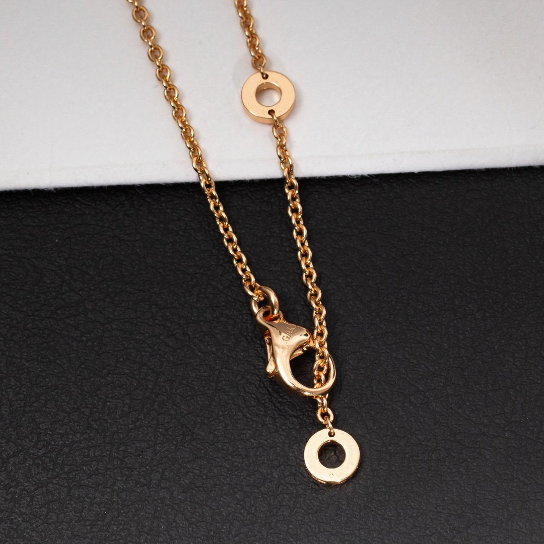[✨ROSE💎]ZERO 1 WHITE CERAMIC PINK GOLD DIAMOND NECKLACE