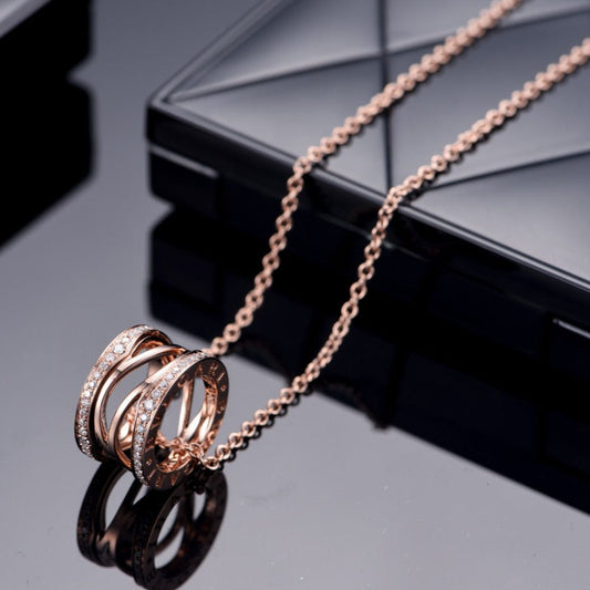 [✨ROSE💎]ZERO 1 PINK GOLD DIAMOND OPEN NECKLACE