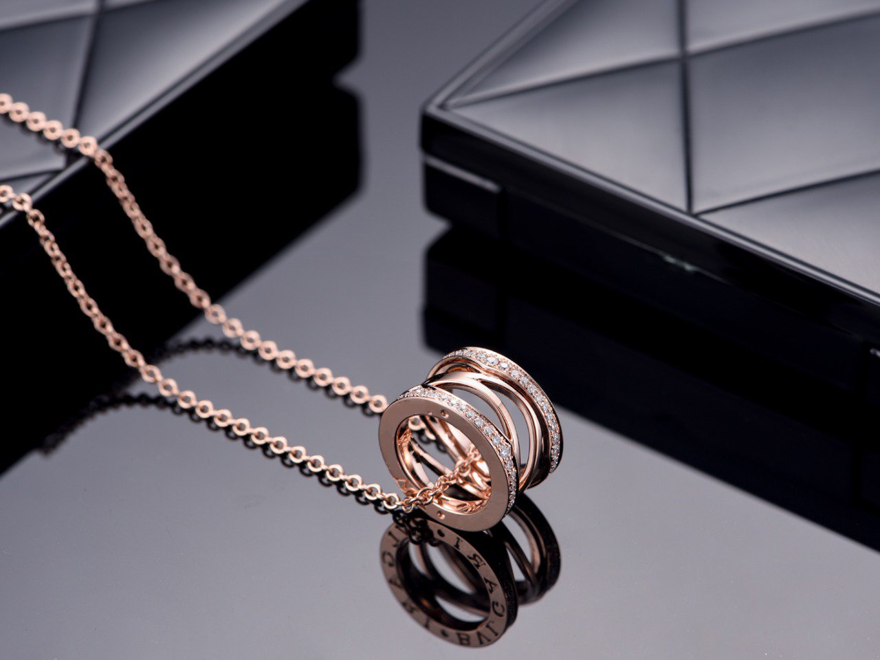 [✨ROSE💎]ZERO 1 PINK GOLD DIAMOND OPEN NECKLACE