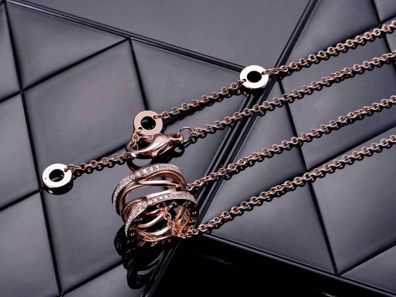 [✨ROSE💎]ZERO 1 PINK GOLD DIAMOND OPEN NECKLACE