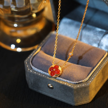 [✨ROSE💎]SUN PEDANT PINK GOLD 1 DIAMOND NECKLACE