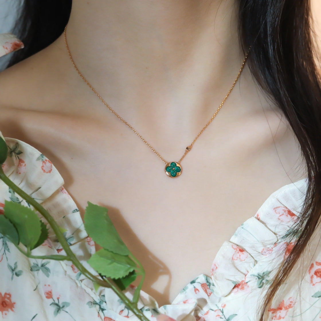 [✨ROSE💎]SUN PEDANT PINK GOLD 1 DIAMOND NECKLACE